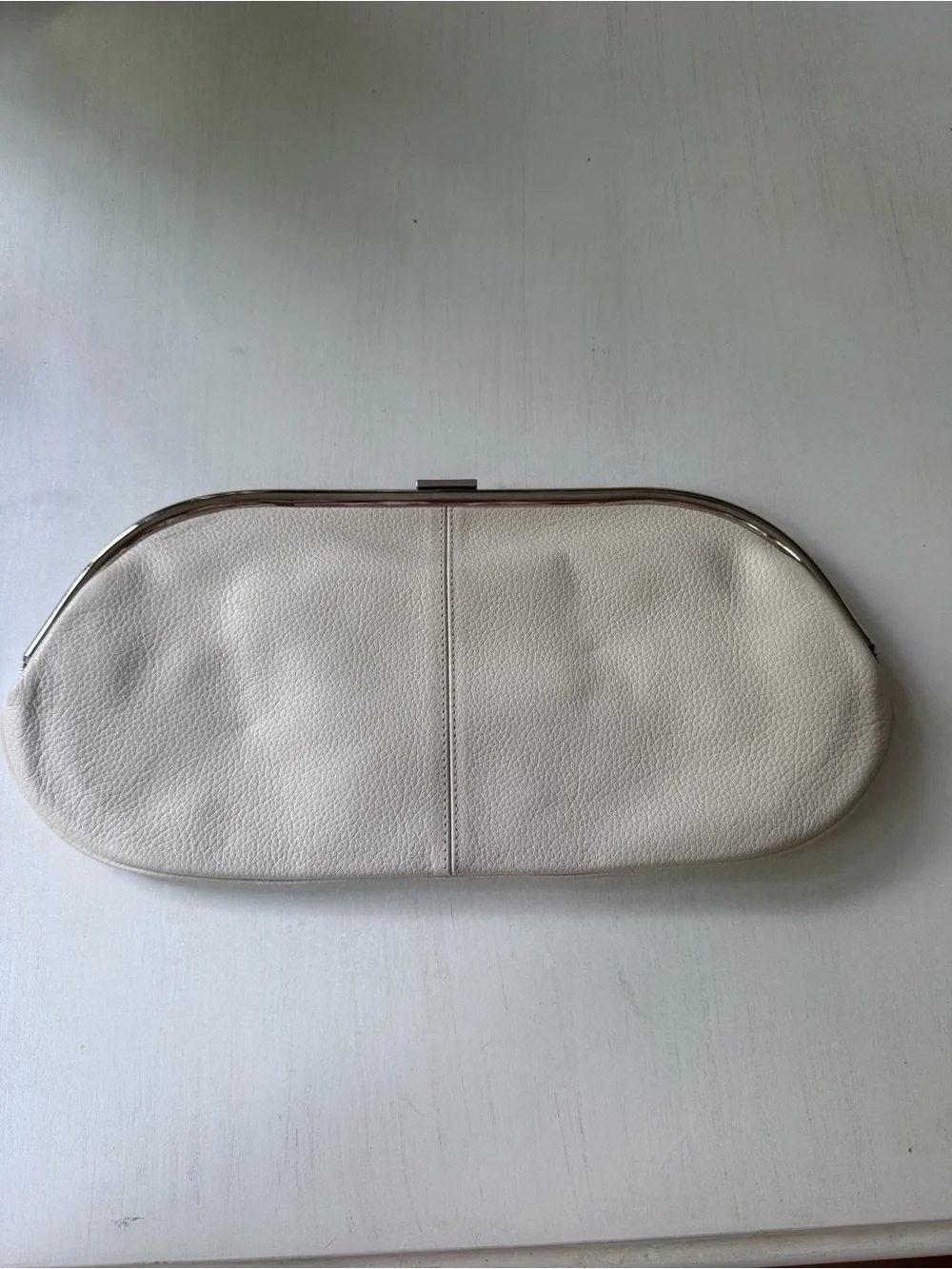 Banana Republic Fall 2004 Cream Leather Frame Clutch with attached mini mirror